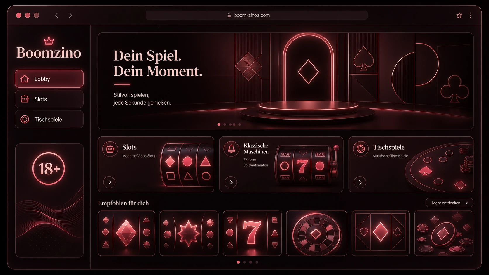 Spiele und Casino Lobby